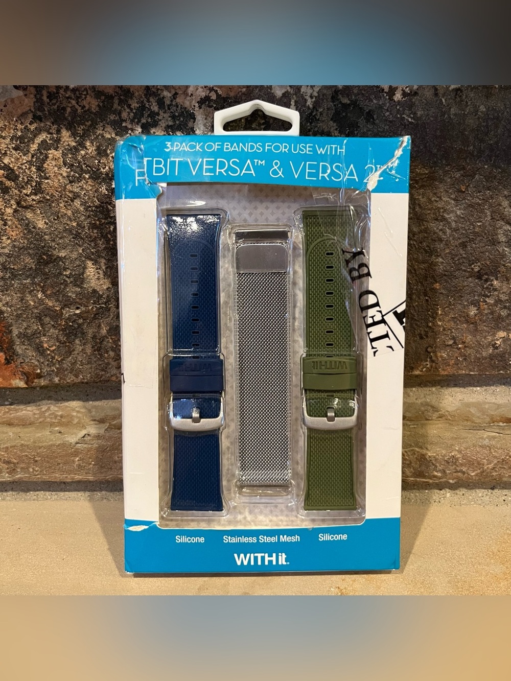 Fitbit Versa or Versa 2 Compatible 3-Pack Silicone Watch Bands from WithIt
